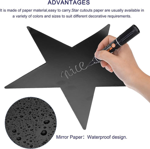 MECCANIXITY Star Cutouts Paper Five Star Confetti Cutouts for Birthday Party Classroom Wedding Bulletin Board Wall Decorations 11 Inches,(Black) P...