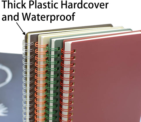 Yansanido Spiral Notebook, 4 Pcs 4 Color A5 Thick Plastic Hardcover 7mm College Ruled Paper 80 Sheets (160 Pages) Journal for School and Office Su...