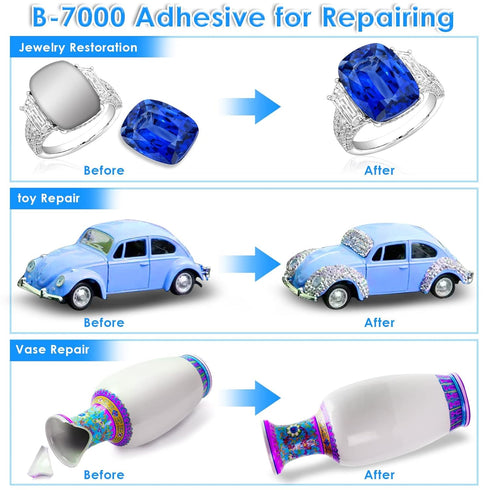 CL0065 B7000 Jewelry Rhinestones Glue, Cludoo 5PCS B-7000 Clear Super Glue Transparent Industrial Adhesive for Phone Repair Jewelery Making Crafts...