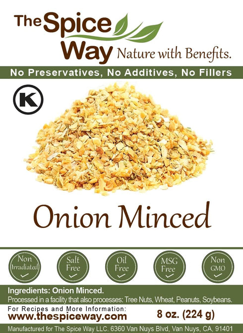 The Spice Way Minced Onion - 8 oz - bulk dehydrated onions flakes more coarse than powder or granules...