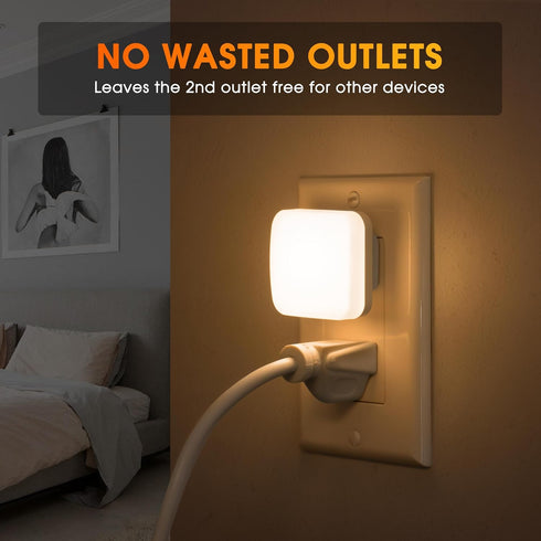 LED Night Lights Plug into Wall, Nightlights With Light Sensor Dusk to Dawn, 0.3W Square Plug in Night Light for Kids, 3000K Warm White Night Ligh...