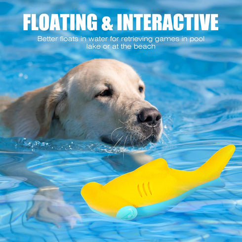 Dog Toy Floating Luminous, Squeaky Dog Toy, Glow in The Dark (Hammerhead Shark)...