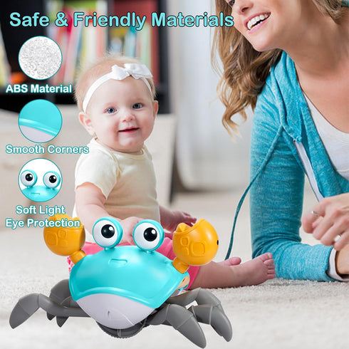 Crawling Crab Baby Toy Gifts Infant Tummy Time Toys Build in Rechargeable Battery,Baby Toys with Music and LED Light for 0-6 6-12 1-3 4+ Year Old ...
