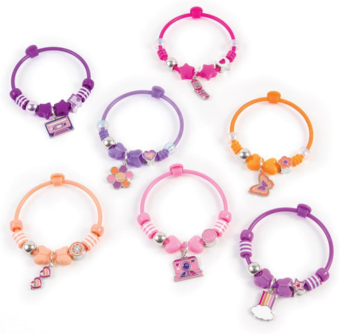 Make It Real: DIY Fashion Beaded Bangle Bracelets - Create 7 Bracelets, 71pcs All-in-1 Jewelry Kit, Purple-Pink-Orange, Crafts, Girls & Kids Ages ...