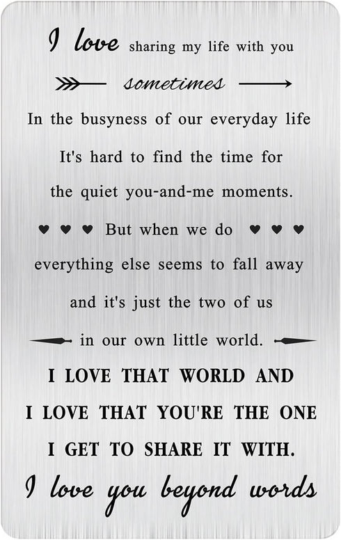 Husband Wife Gifts, I Love You Metal Wallet Card for Fiance, Boyfriend, Girlfriend, You're The One Christmas Valentine Gifts...