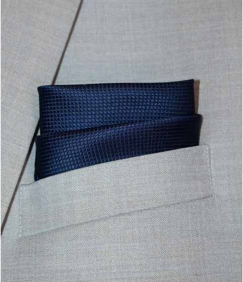 Deluxe Navy Silk Jacquard Pocket Square by Royal Silk - Premium 34-momme, 6-Ply Silk -100% Silk...