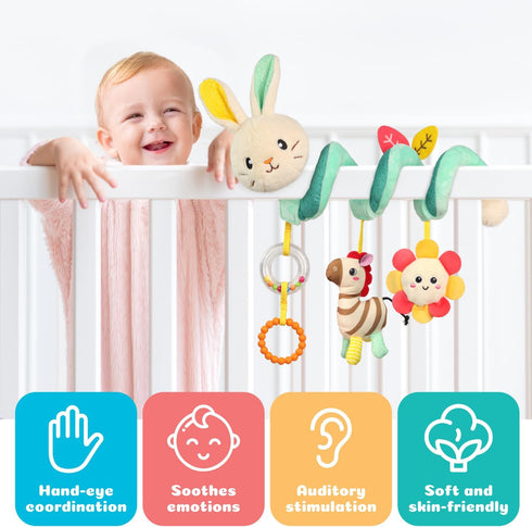 Spiral Car Seat Toys - Hanging Toys - Stroller Toys for Babies - Best Gift for 0 3 6 9 12 Months Baby (White Rabbit)...