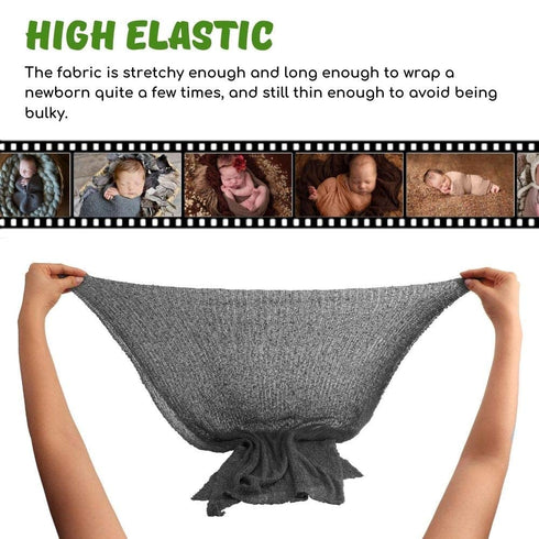 Sunmig Newborn Photography Props - 3 Pcs Stretch Wraps, Professional Baby Photo Props, Long Ripple Wrap for 0-6 Months (Dark Grey+Coffee+Brown)...