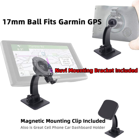 17mm Sticky Adhesive Mount Holder for Garmin GPS & Smart Phones - Car Windshield/Dashboard Flexible Permanent Holder Soft Base for Garmin Nuvi GPS...