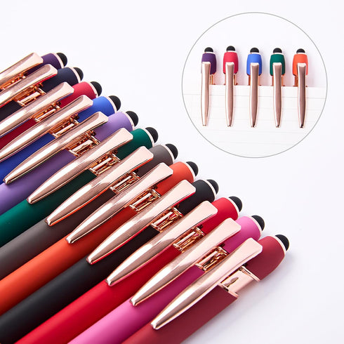 Ballpoint Pens, 12 Pcs Pens Fine Point Smooth Writing Pens, Stylus Pens with Screens Touch Stylus Tips, Black Ink 1.0 Mm Pens Gift Office Desk Acc...