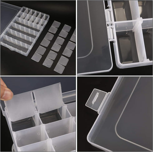 2Pack 36 Grids Plastic Organizer Box with Dividers, Craft Organizers and Storage Box for Craft Tackle Bead Thread Fishing Screws Nails Rock Washi ...