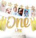 1st Birthday 12 months Photo Banner, Cake Topper, Highchair One Garland. Newborn to 1 Year old Monthly Milestone Picture, Baby Boy & Girl First Go...
