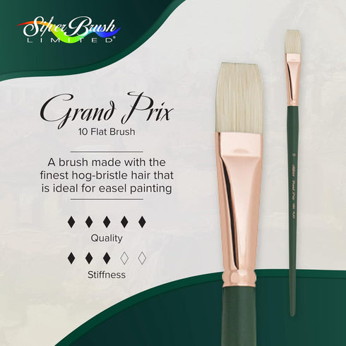 Silver Brush Limited 1001 Grand Prix Flat Brush for Oil Paintings, Size 10, Long Handle...