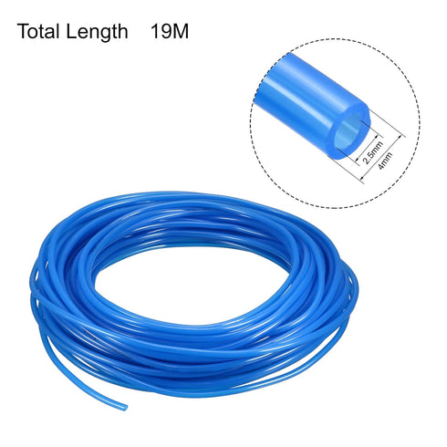uxcell Pneumatic Air Tubing, 4mm OD x 2.5mm ID 19m(62.3ft) Long PU Polyurethane Air Compressor Tubing Hose Pipe Blue...