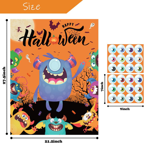 Halloween Party Games Pin Eye on The Monster Game Reusable Pin The Monster Halloween Party Favor Supplies for Kids Girls Boys...
