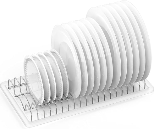 Simple Houseware Stainless Steel Plate Drying Rack with Drainboard, Chrome...