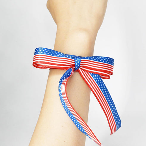 Patriotic Satin Ribbon,5/8 Inch, 10 Yards,American Flag Ribbon Red Blue White Star and Stripe Ribbon for July 4 th Memorial Day,President's Day Gi...