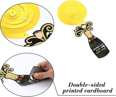 Blulu 30 Pcs Retirement Party Hanging Swirls Decorations Black Gold Retirement Party Supplies for Men Women 2025...