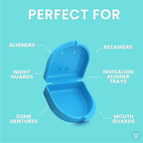 FRESH KNIGHT Retainer Case (2 Pack). Retainer Case with Vent Holes Perfect for Denture, Mouth Guard, Aligner (Sky Blue)...