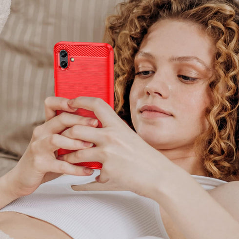 for Samsung Galaxy A04 Phone case, Shockproof, Scratch Resistant Carbon Fiber Jacket, Soft TPU,for Galaxy A04 case (Red)...