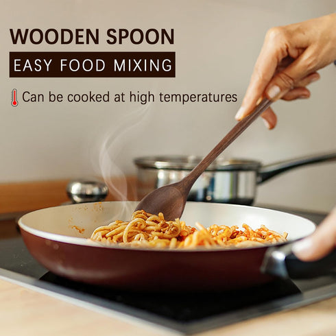 7PCS Wooden Spoons for Cooking, 9.3Inch Large Wooden Ladles for Eating Pasta Mixing Stirring Tasting Baking, Extra Long Handle Spoons for Serving,...
