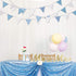 32Ft Blue White Plaid Dot Fabric Bunting Banner Triangle Flags Cotton Garland Pennant for Birthday Wedding Baby Shower Engagement Tea Party Classr...