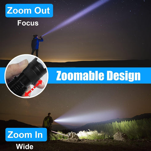 Mini Flashlights 4 Pack, Super Bright LED Tactical Flashlight with Clip, Aluminum, 3 Modes, Zoomable, Waterproof - Best EDC Flash Light for Gift, ...