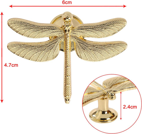 4PCS Dragonfly Knobs Handles Unique Dragonfly Shape Decorative Handles with Mounting Screws Furniture Hardware Accessories for Cabinet Wardrobe Dr...