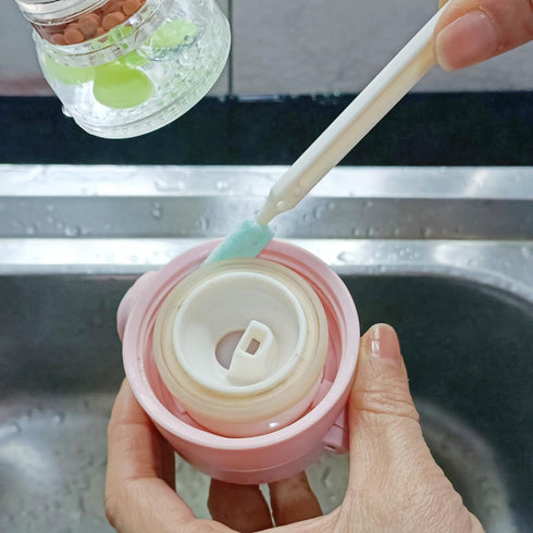 Mini Bottle Brushes for Cleaning with Little Flat Detail Scrubbers, Tiny Split Crevice Crack Cleaner for Small Groove Gap Corner of Cap Lids, Wind...