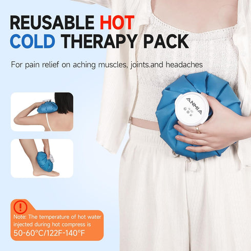 ANMIA Ice Pack Bags with Wrap for Injuries Reusable, Cold Pack Water Bag Hot Bag for Pain Relief, Leak-Proof Elastic Ice Bag, Size 9''...