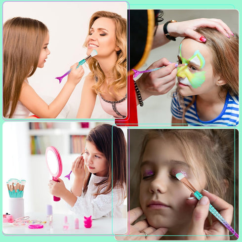NICEMOVIC Kids Makeup for Girls, 20PCS Princess Makeup Brushes Set Foundation Eyebrow Eyeliner Blush Cosmetic Concealer Brushes Women Teen Girl St...