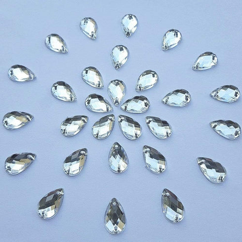 300Pcs 0.31x0.51? Drop Shape Crystal Clear Acrylic Sew On Rhinestones Flatback Sewing Stones for Clothes Dress Crafts Garments Accessories (Silver...