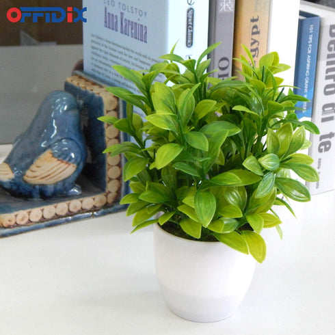 OFFIDIX Mini Plastic Artificial Eucalyptus Leaves Topiary Plant with Pots,Faux Plant Small Plants for Home,Office and Bathroom Decoration...