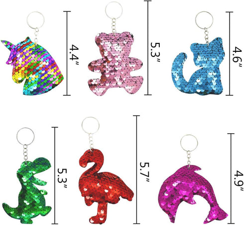 TTSAM 20 Pieces Reversible Mermaid Sequin Keychain Glitter Flip Sequin Keychains Animal Shape Sequin Key Chains Valentine's Day Gift Party Events ...