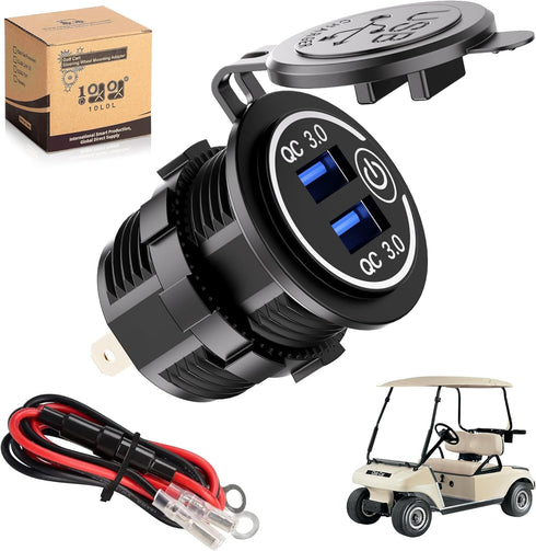 10L0L Universal Quick Charge 3.0 Dual USB Charger Socket for Car Truck Golf Cart UTV ATV Boat, Waterproof USB Charging Port, 12V Input......
