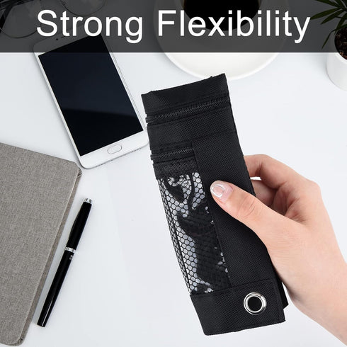 FEPITO 3 Pack 3 Ring Binder Pencil Pouches:Quality Oxford Fabric, Waterproof,Reinforced Rivet Holes,Transparent Window, Two-Layer Pockets, Easy-to...