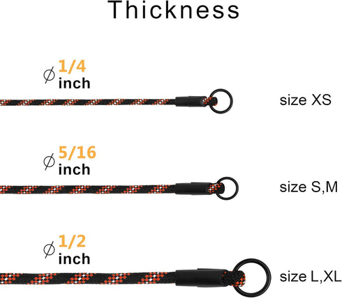 BronzeDog Rope Pro Training Dog Collar Braided No Pull Quick Release Round Lead Collars for Dogs Small Medium Large Puppy (M - 19.7" Long, Orange)...