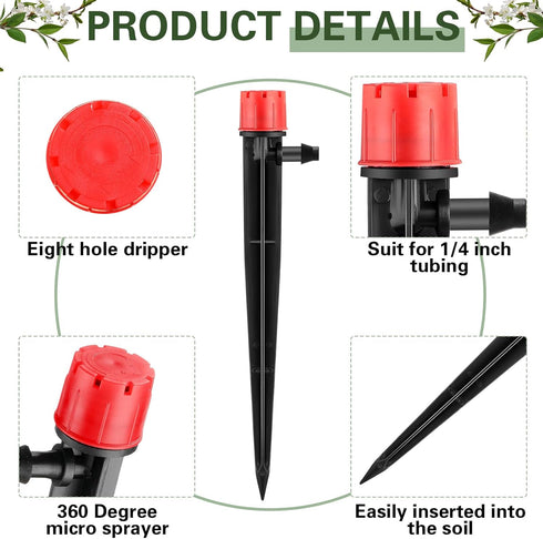 32 Pcs Drip Irrigation Emitters Drip Emitters for 1/4 Inch Tubing Irrigation Drippers Sprayer Adjustable 360 Degree Water Flow Drip for Garden Law...