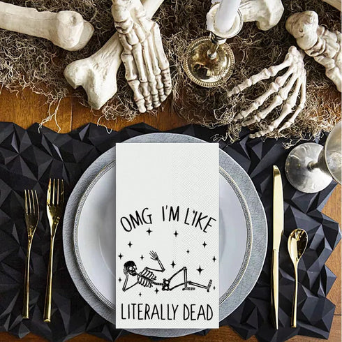 Horaldaily 100 Halloween Disposable Paper Decorative Guest Napkins, Skeleton Star Hand Towel for Party Lunch Dinner Kitchen Bathroom...