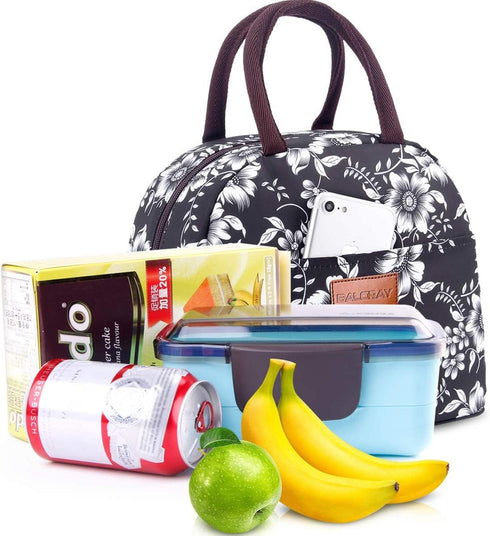 BALORAY Lunch Bag for Women Men Insulated Lunch Box for Adult Reusable Lunch Tote Bag for Work, Picnic or Travel (White Flower)...