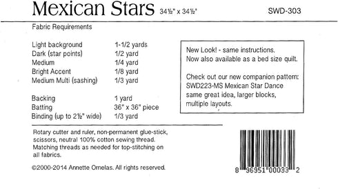 Honbeanify Southwind Designs Quilt Patterns Mexican Stars Pattern, XZB-7.7SJ-455...