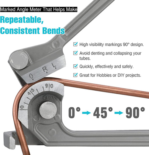 DURATECH Tube Bender, Pipe Bender, 3-IN-1, 1/4", 5/16", 3/8", for Copper, Brass, Aluminum and Thin Steel Pipes...