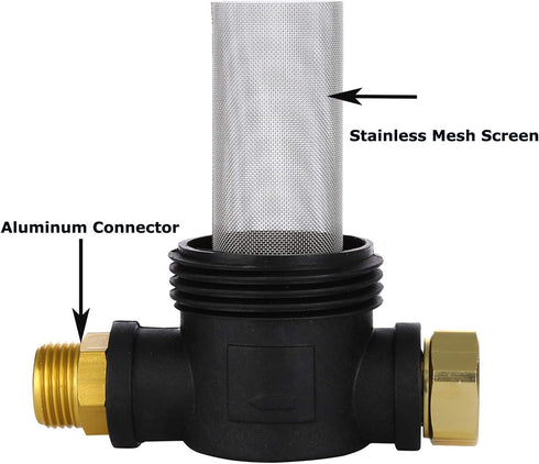 Garden Hose Filter for Pressure Washer Inlet Water, Inline Filter for Sediment, 40 Mesh Screen, Extra 2 Pieces100Mesh Screen Kit...