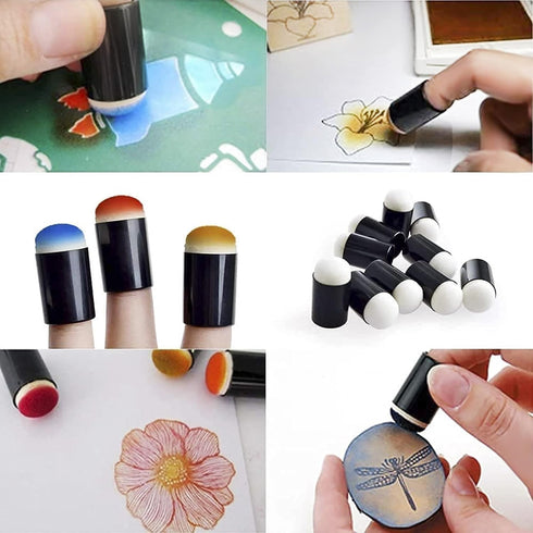 10Pcs Finger Sponge Daubers Set Stamping Drawing Sponge Foam Finger Painting Brush for Ink Chalk DIY Card Stenciling Art Craft Tools...