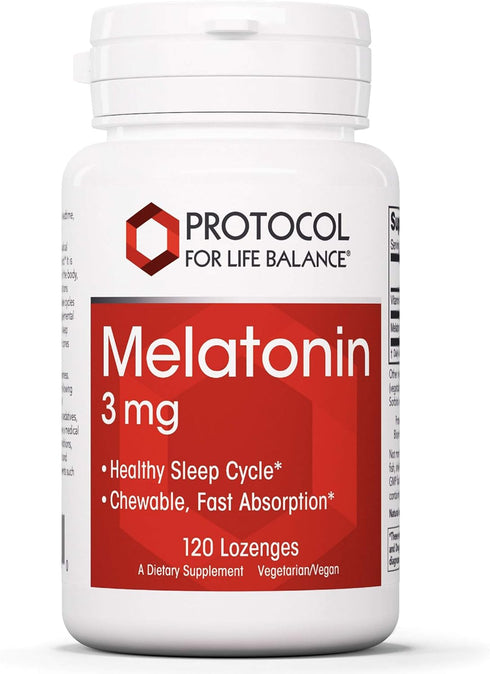 Protocol Melatonin 3mg with Vitamin B6 - Immune and Sleep Support - 120 Lozenges...