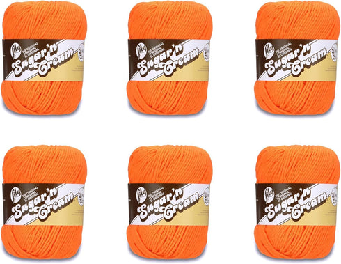 Lily Sugar'N Cream Super Size Hot Orange Yarn - 6 Pack of 113g/4oz - Cotton - 4 Medium (Worsted) - 200 Yards - Knitting/Crochet......