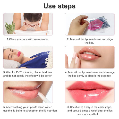 30 PCS Lip Mask Collagen Lip Masks Sheet for Dry Lips, Gel Lip Mask Pack for Remove Dead Skin, Moisturizes and Lightens Lip Lines (30 PCS, Pink)...