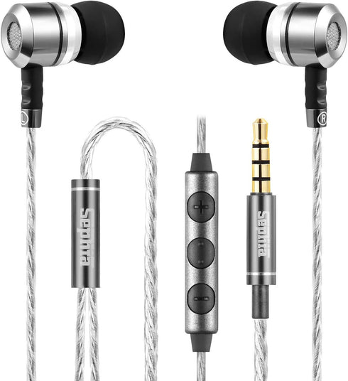 sephia Sp3060VC Earbuds Wired in Ear Headphones with Microphone Noise Isolating Ear Bud Tips Enhanced Bass Case 3.5mm Earphone Jack 3.9 Feet Long ...