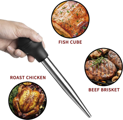 JY COOKMENT Stainless Steel Turkey Baster Baster Syringe for Cooking Meat Injector Set with 2 Marinade Needles 1 Cleaning Brush for Home Baking Ki...