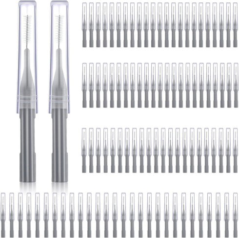 Patelai 100 Pieces Braces Brush for Cleaner Interdental Brush Toothpick Dental Flossing Head Oral Hygiene Flosser Tooth Cleaning Tool (Gray)...